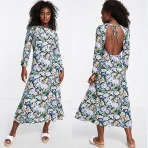 NWT & Other Stories | Open Back Long Sleeve Midi Dress in Floral Print | Size 10